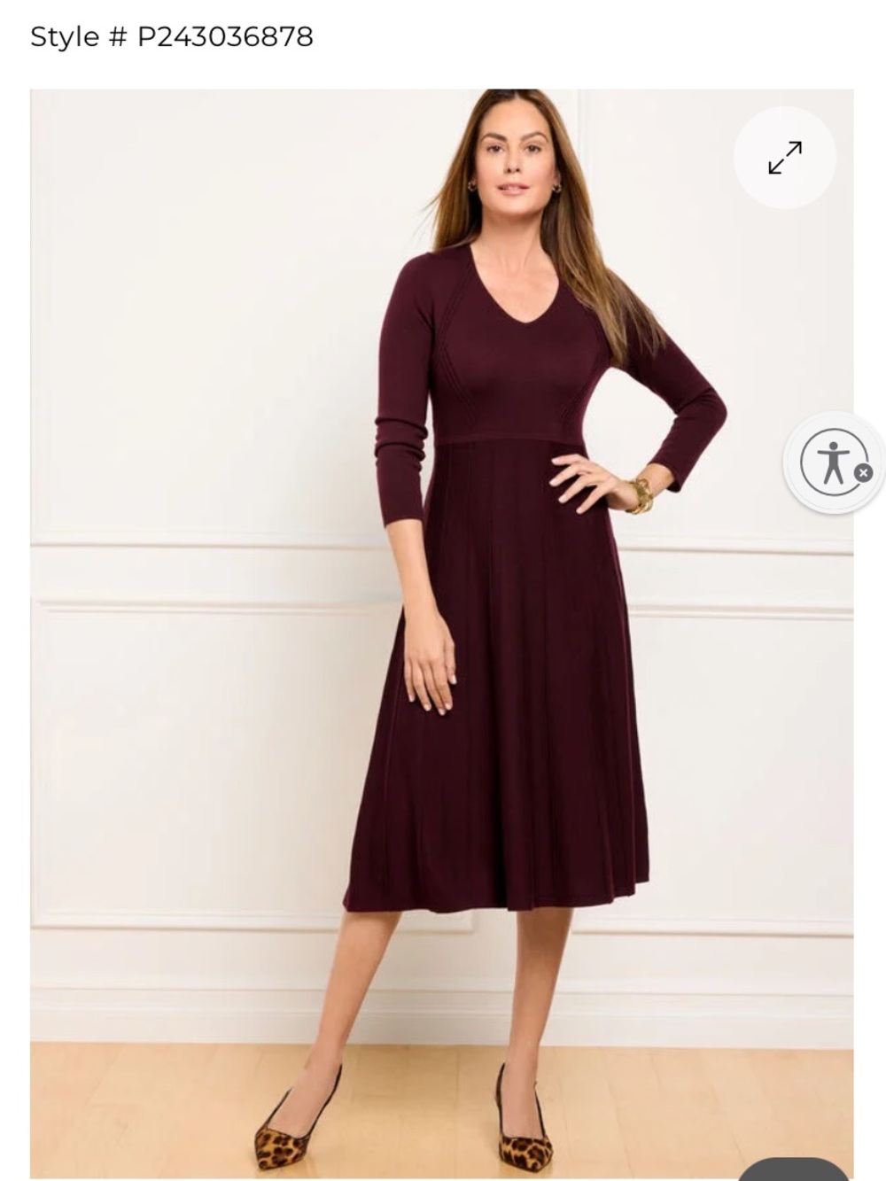 Talbots Merino Wool Pleated Sweater Dress XL
